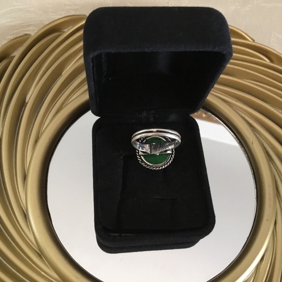 GREEN DRUZY ROUND STERLING SILVER RING/ SIZE 7 - Picture 4 of 8